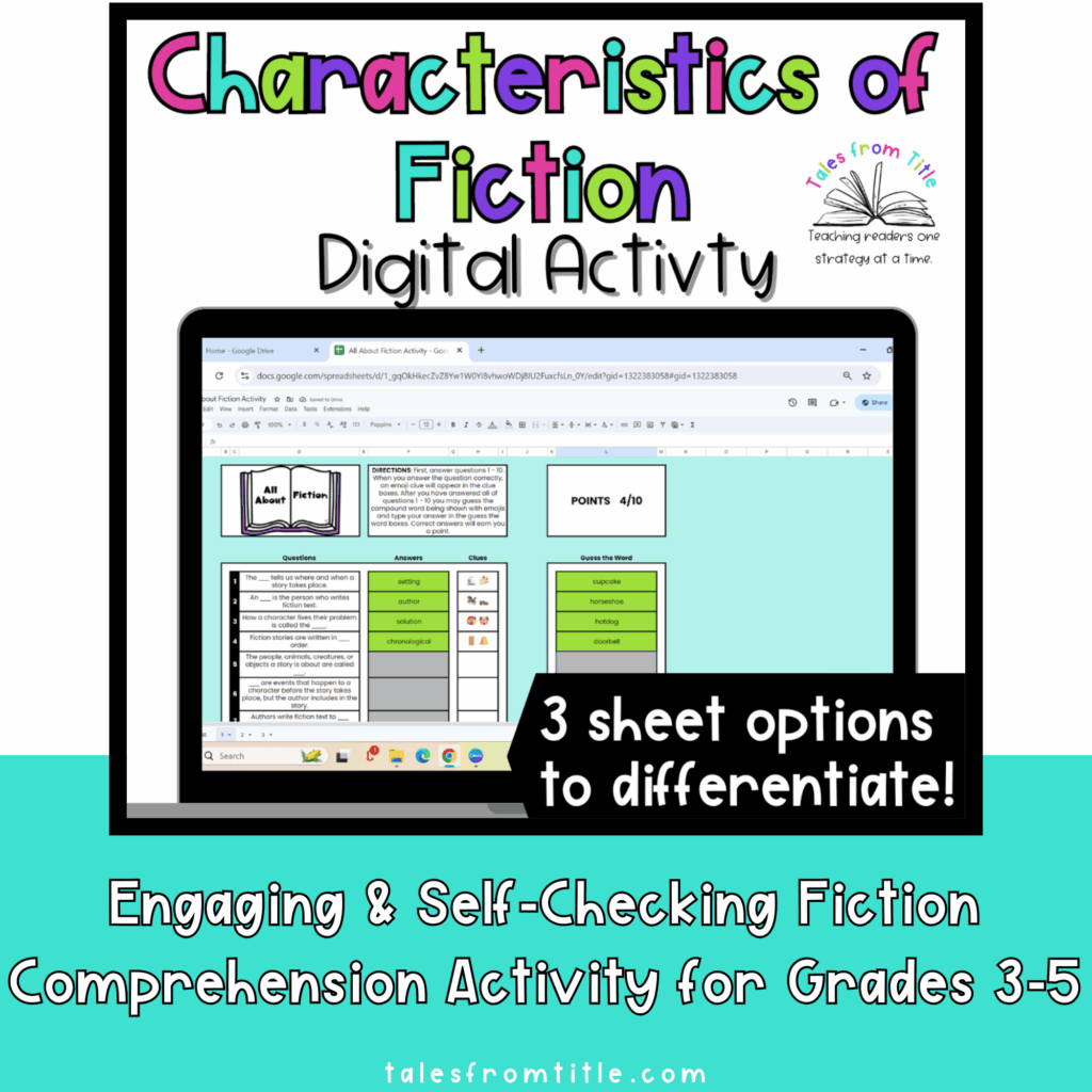 Engaging & Self-Checking Fiction Comprehension Activity for Grades 3-5